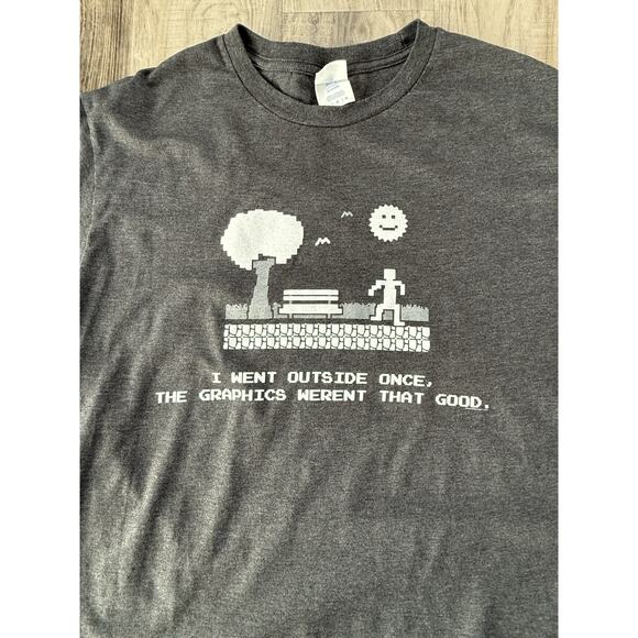 Men Funny Gamer Shirt - Went Outside Once The Graphics Weren't That Good Size L - Picture 1 of 6